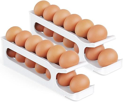 Sotfamily Egg Roller Organizer Auto Rolling Refrigerator 2 pack