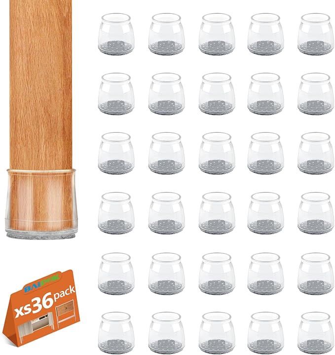 BAIPOK Round Chair Leg Floor Protectors, Colour: Clear, Material: 36 Pack, Size: Large