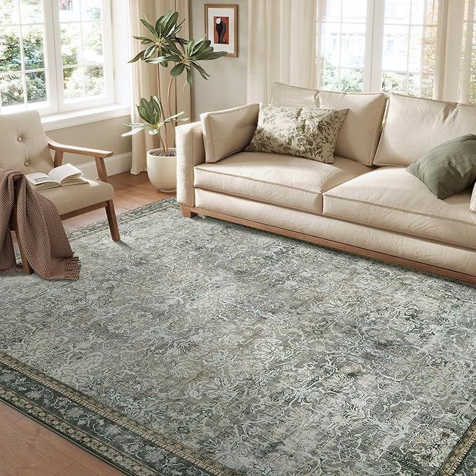 SONGMICS HOME Area Rug, 4x6 ft Living Room Rug, Vintage-Style, Non-Slip Carpet