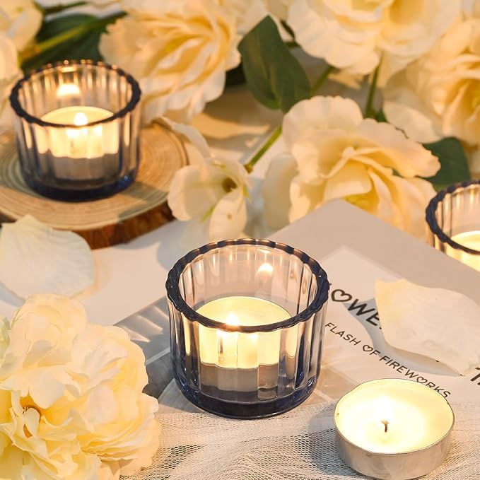 24 Pack Purple Mouth Tealight Candle Holder, Bulk Tea Light Votive Candle Holders