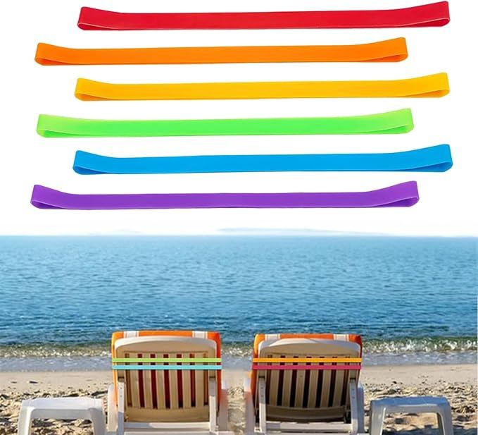 6 Pack Towel Bands for Beach Chairs, Windproof Rubber Beach Towel Bands