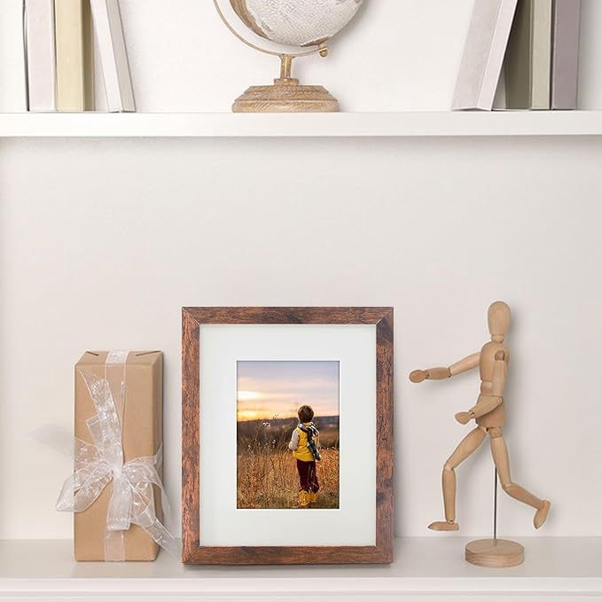 Picture Frames 8x10, Display 5X7 with Mat or 8x10 without Mat, Wall, Colour: Brown, Size: 1 Pack