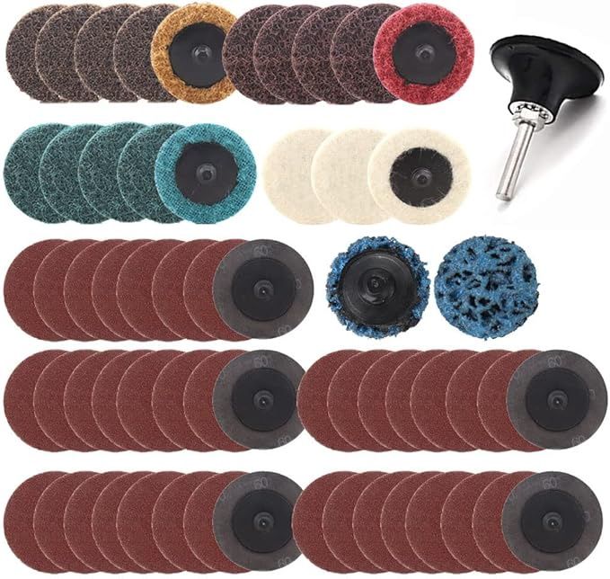 Roll Lock Grinding Discs Abrasives Tool 3 Inch R-Type Quick Change Sanding Disk 61 pack
