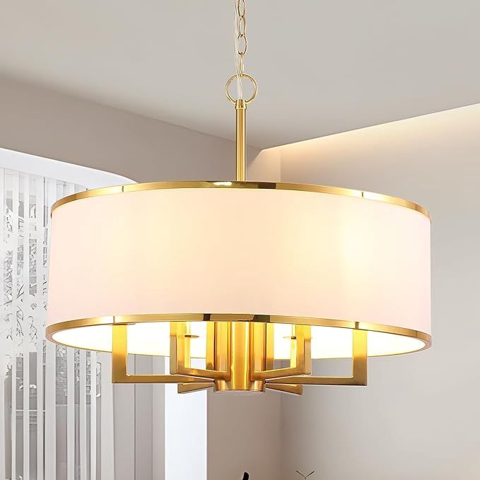 24" 6-Light Drum Chandelier, Modern Large Drum Pendant Light Fixtures