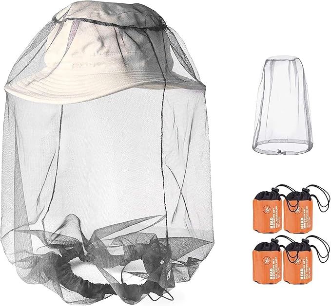 PHOGARY 4 Pack Mosquito Head Net Mesh, Soft Durable Heavy-Duty Fly Screen 4 pack