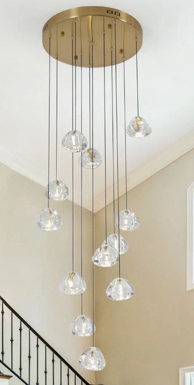 Mercer41 12 Lights Crystal Pendant Lights For Stairs Dinning Room LED G4 *3 W 3000K