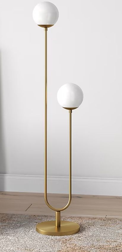 Hailey Home Dufrene 68.5-in Brass Standard Floor Lamp with Glass Shade