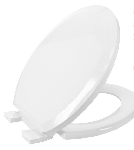 Mainstays Round White Slow Close Plastic Toilet Seat with Easy-Off Hinges