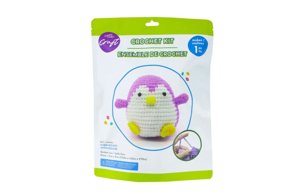 UNIQUE CREATIV CRAFT Crochet Kit – Penguin, 1 pc, Age 8+, Intermediate, 8.5×11×7 cm, CROCHET KIT PENGUIN