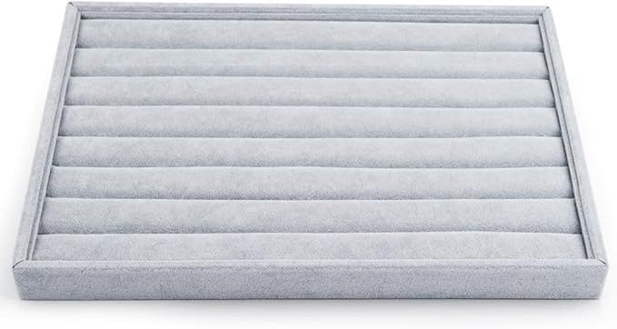 Oirlv Velvet 7 Slots Ring Earrings Studs Tray Showcase Display Jewelry Organizer