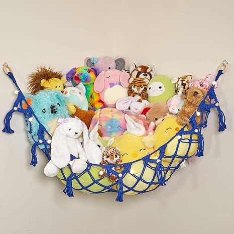 Lilly's Love Stuffed Animal Storage Macrame Hammock w/String Lights