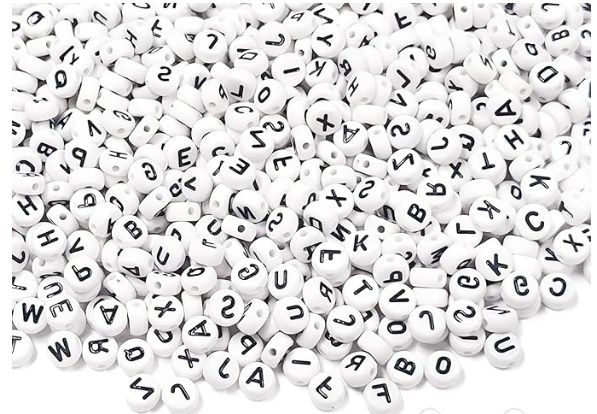 Letter Beads, 2000 Pcs Letter Beads for Bracelets, 4x7mm Round Alphabet Bead