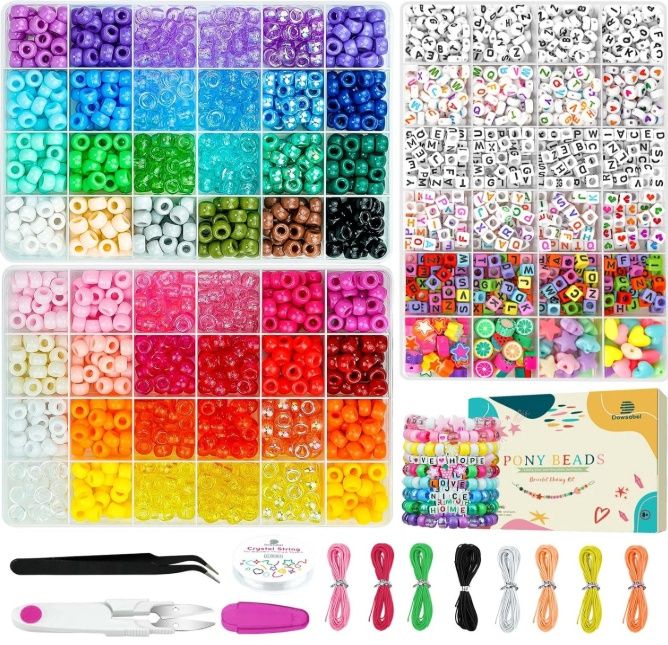 Dowsabel Friendship Bracelet Making Kit, Pony Kandi Beads &amp; 11 Different Beads