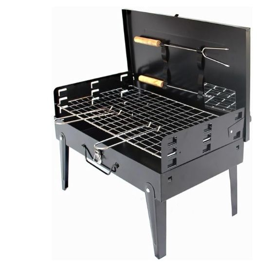 Foldable suitcase style barbecue grill, picnic mini smoker, easy to carry,outdoor grill
