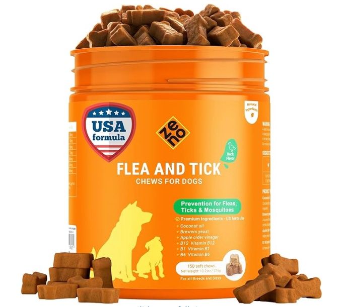 ZENO Flea &amp; Tick Chews for Dogs – 150 Count Soft Chews – Tasty Supplement