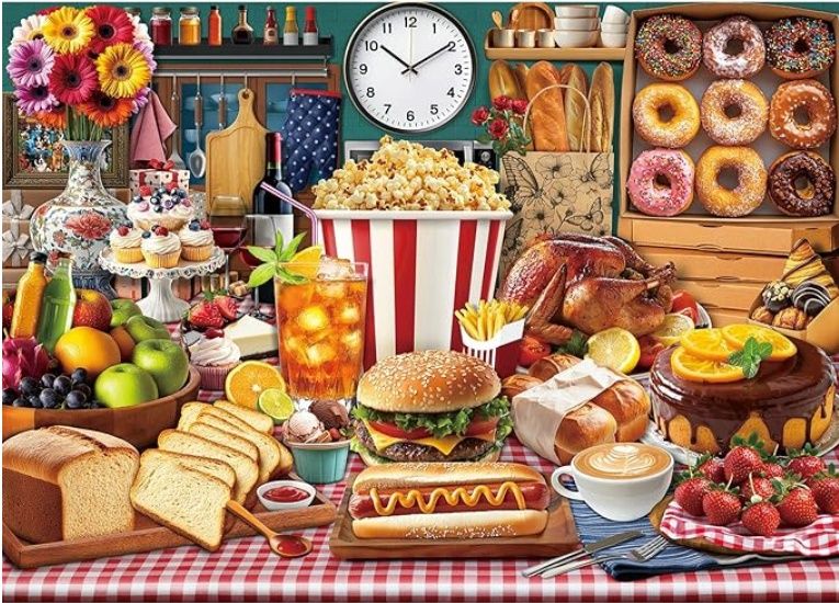 Food Feast Jigsaw Puzzles, Puzzles for Adults 1000 Pieces, Lumière's Banquet 1000 pc