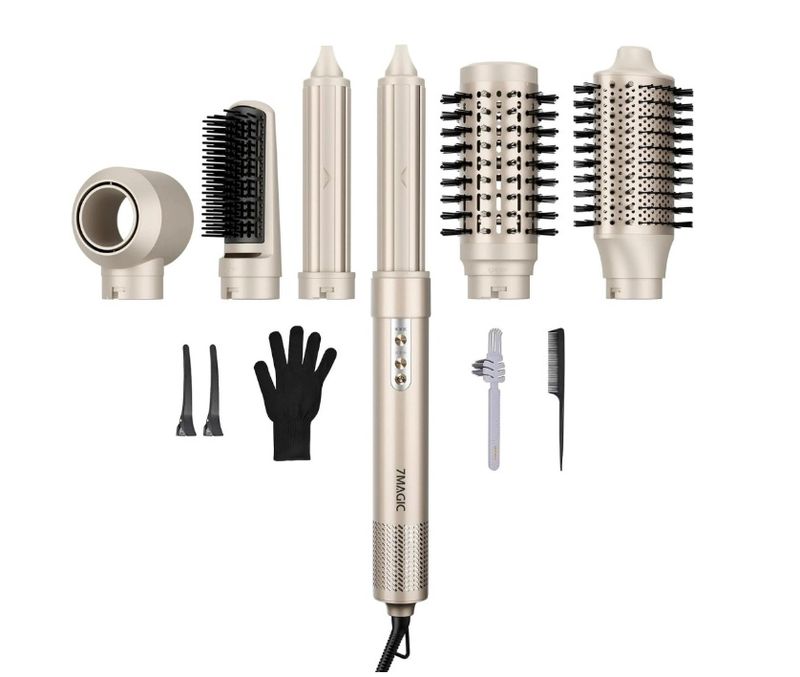 7MAGIC Hair Dryer Brush &amp; 6 in 1 Hair Styler, Silver, 110 Volts, 1200 Watts