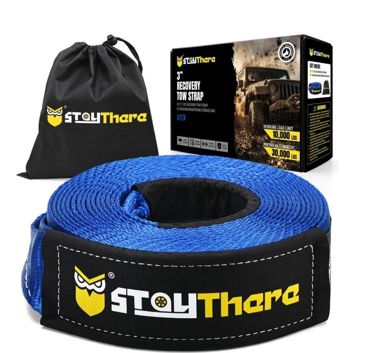 Stay There 3'' × 20ft Recovery Tow Strap, Heavy Duty with 30,000 lb