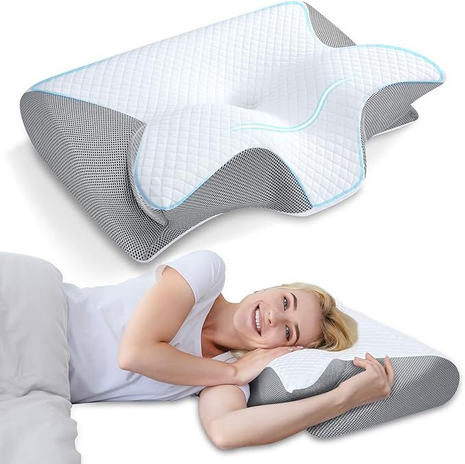 HOMCA Memory Foam Pillow, 2 in 1 Cervical Neck