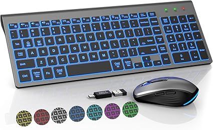 SABLUTE Wireless Keyboard and Mouse Combo Backlit - Compact Quiet Keyboard