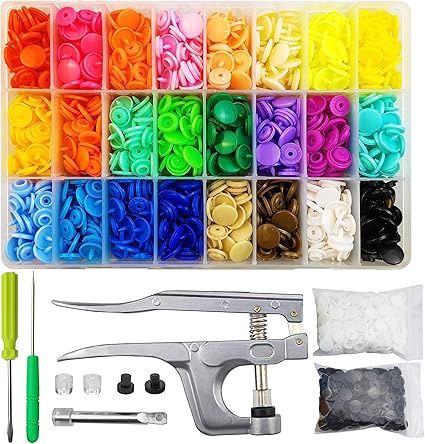 Plastic Snaps with Snap Pliers, 460 Sets 24-Colors Snap Buttons for Sewing