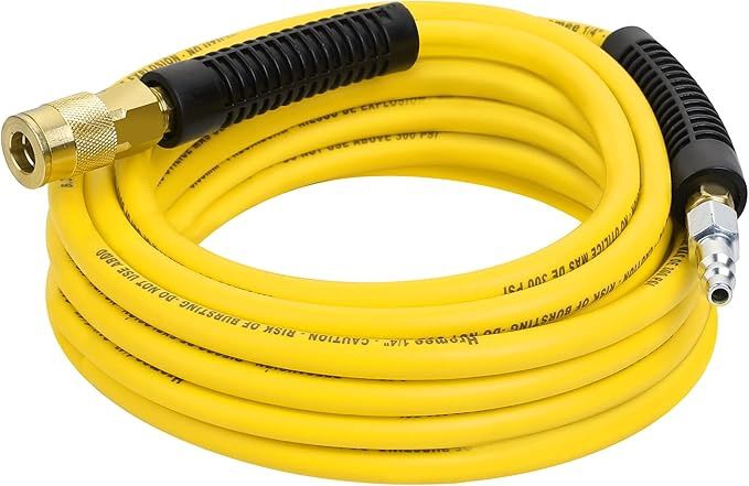 Hromee Air Compressor Hose 1/4 Inch x 25 Feet Hybrid Hose with Fittings