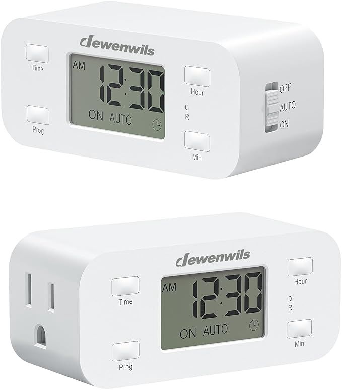 DEWENWILS 24 Hour Programmable Digital Timer Outlet, 2 Pack Timers