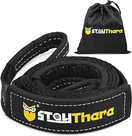 Stay There Tow Recovery Strap, Heavy Duty with 30,000 lb Capacity Black, 2'' x 8 ft