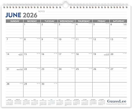 GuassLee 2025 Wall Calendar - 18 Months Hanging Calendar from Jan. 2026 to Jun. 2027