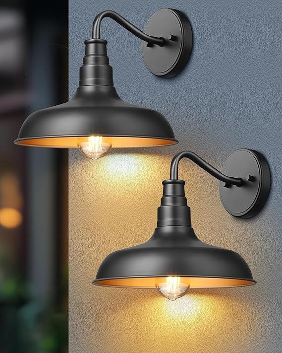 DEWENWILS 2 Pack Outdoor Wall Light Fixture, 120V Gooseneck Barn Light