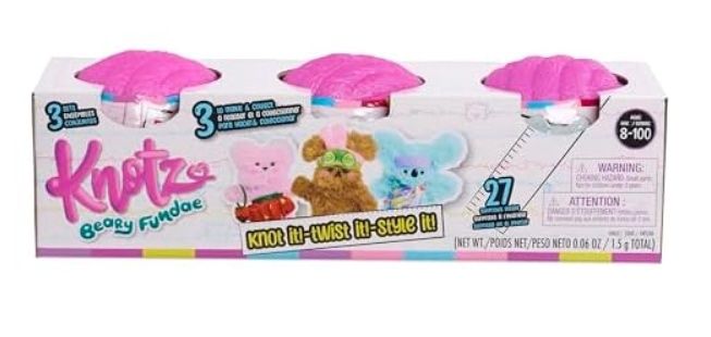 Just Play Knotz Beary Fundae 3-Pack, Kids Toys for Ages 8 Up