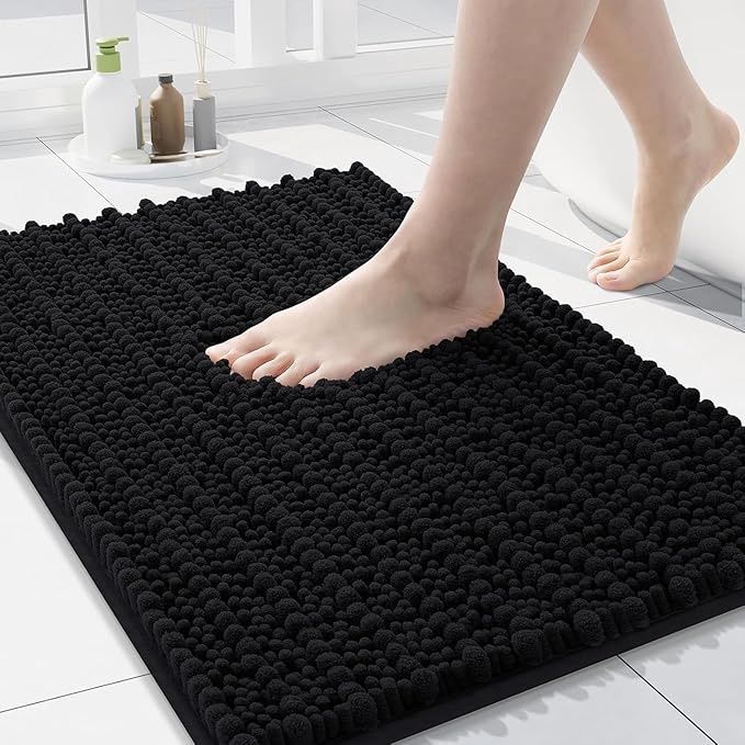 OLANLY Luxury Chenille Bath Mat, Extra Soft Thick Absorbent Shaggy 24"x16"