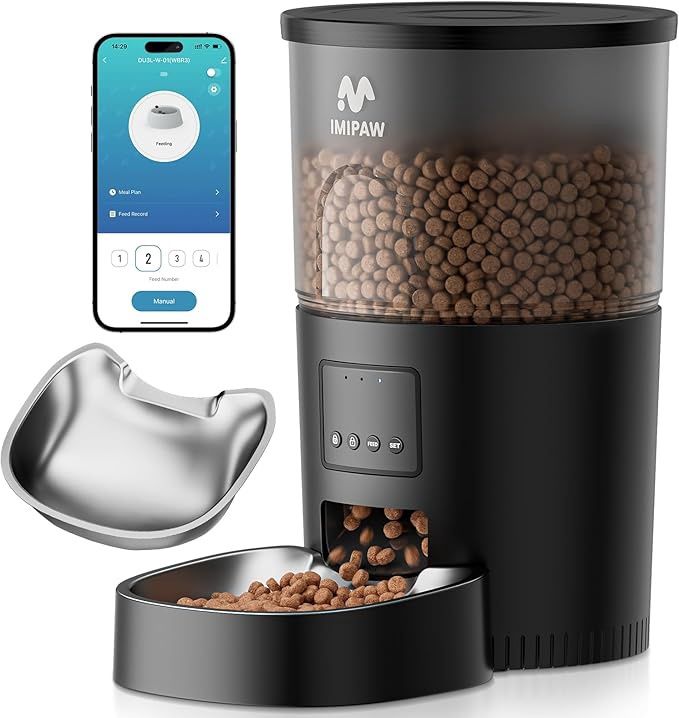 IMIPAW Automatic Cat Feeder, 5G WiFi Food Dispenser with APP Remote Control