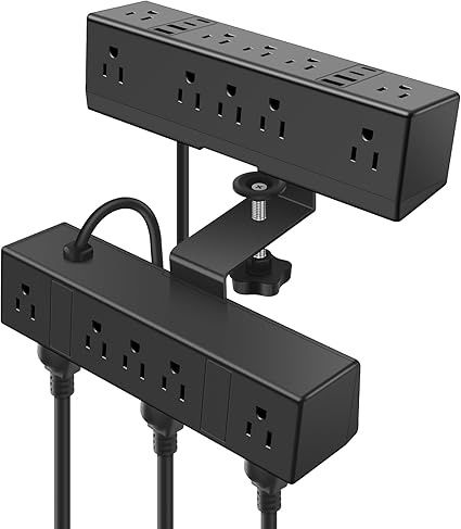 28 in1 Desk Clamp Power Bar, Dual Layer Desk Edge Mount Power Strip