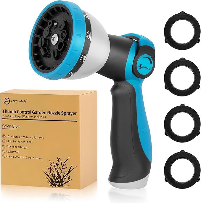 AUTOMAN Garden Hose Nozzle -10 Spray Patterns Hose Sprayer