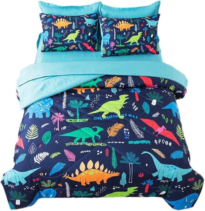 qjmiaofang 7 Pieces Dinosaur Bedding Full Size for Kids Boys Jungle T-Rex