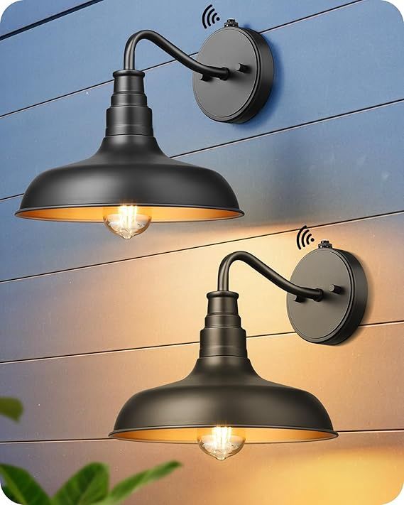 EDISHINE Dusk to Dawn Outdoor Wall Lights, Farmhouse Gooseneck Barn Exterior 2pk