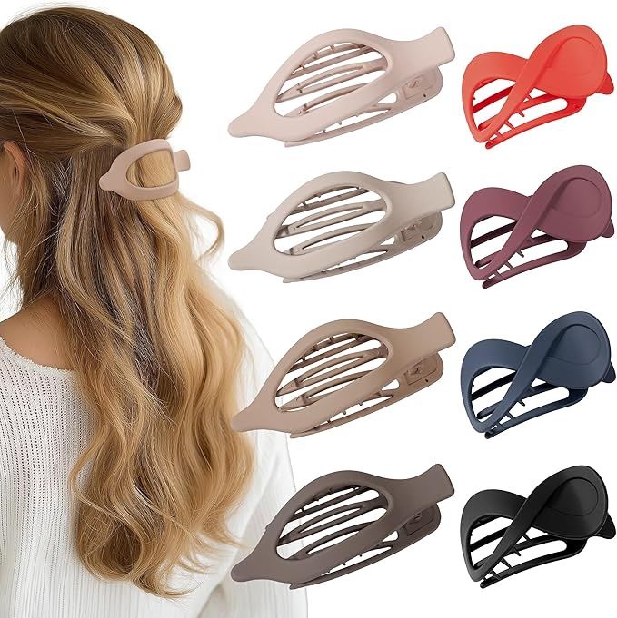 8 Pcs French Flat Hair Clips for Women Matte Claw Clips for Thick &amp; Thin Hair No-Slip