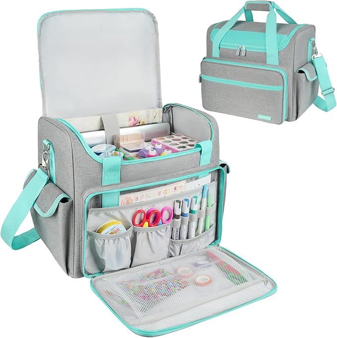 Craft Bag for Scrapbook Supplies, Large Scrapbook Tote with 15.6'' Laptop Sleeve