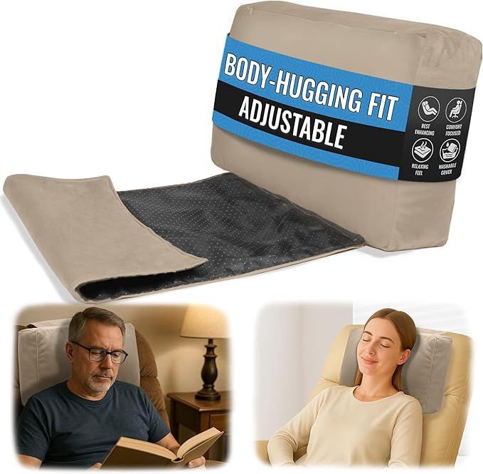 sokoro Adjustable Non-Slip Recliner Headrest Pillow (Beige)