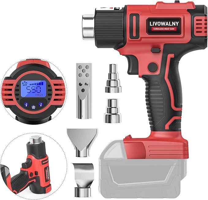 LIVOWALNY Cordless Heat Gun Compatible with Milwaukee 18V Battery,