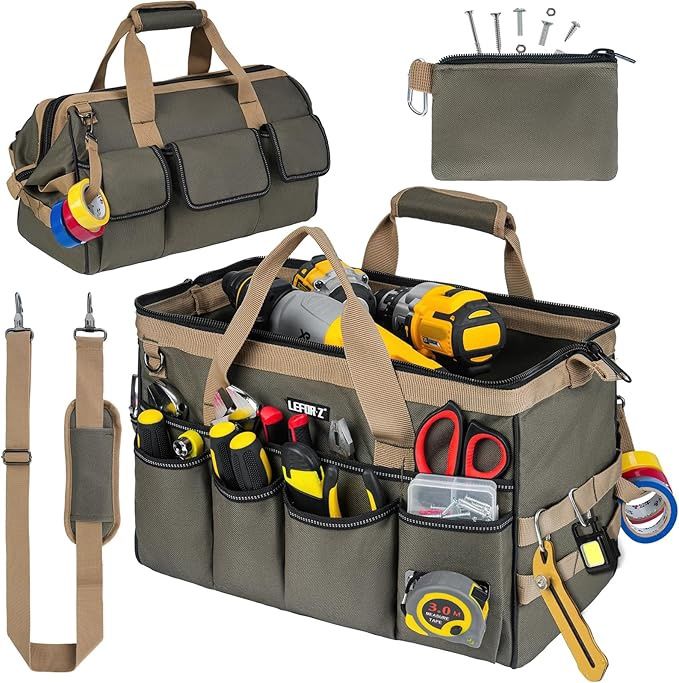 Tool Bag,16-Inch Heavy Duty Tool Bags for Men,27 Pockets Tool Box Organizer Storage