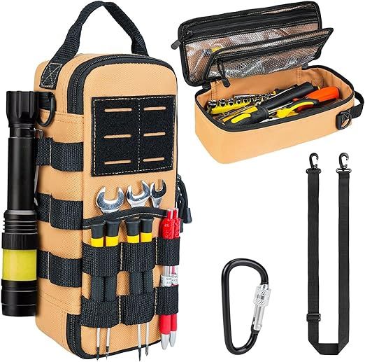 Heavy Duty Small Tool Bags for Men with Carabiner,Tactical Tool Pouch Bag