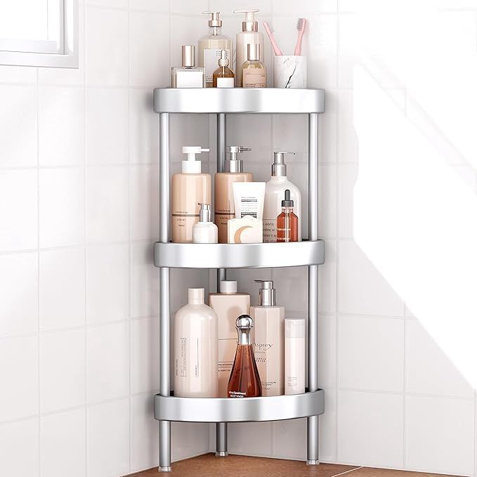 Nieifi Corner Shower Caddy Stand-3 Tier Rustproof Anodized Aluminum Standing Shower