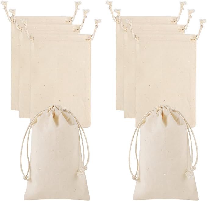 Cotton Drawstring Pouch, 4 x 6" Reusable Canvas Bags Vintage Gift Bags, Size: 50 Pack