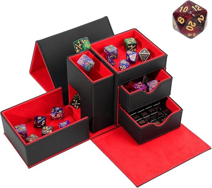 Dice Tower &amp; Dice Tray Storage Box, 3 in 1 Dice Holder Case (Rolling Tower