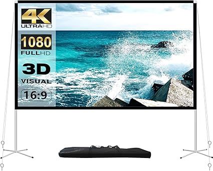 Projector Screen and Stand 100 Inch Portable Outdoor Projection Screen 16:9 4K HD