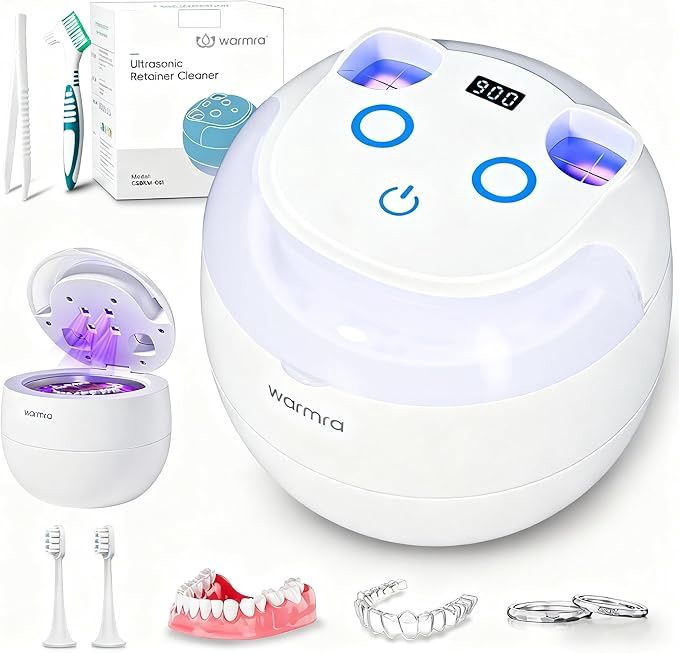 Ultrasonic Retainer Cleaner, 45kHz Ultrasonic Cleaner for Dentures, 4 Modes