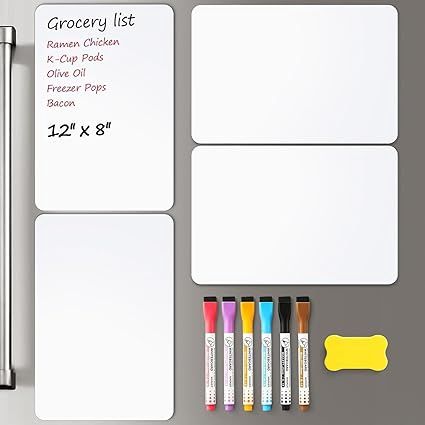 4 PACK Magnetic Dry Erase Board Sheet for Fridge, 12"x8" Erasable