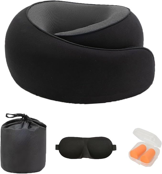 Travel Neck Pillow Airplane, Memory Foam Airplane Pillow 360 Degree Support